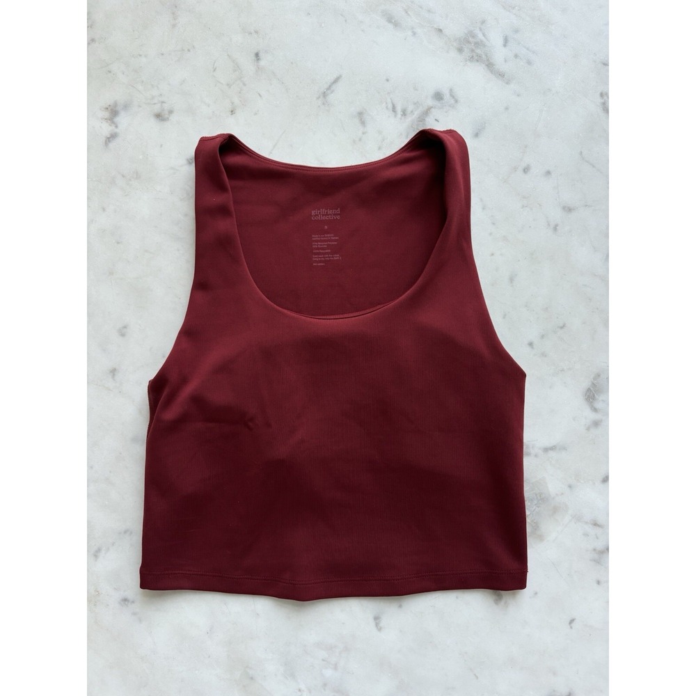 Girlfriend Collective Dylan Sports Bra Tank Size S High Neck Racerback Red